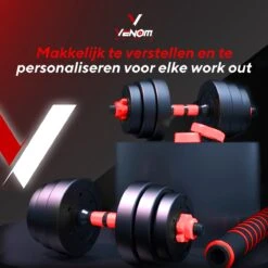 Venom Sports Verstelbare Dumbbell Set Tot 20kg – Professionele 2-in-1 Halterset Gewichten – Gebruiksvriendelijke Fitness Stang – Verstelbare Dumbbellset – Home Gym – Krachttraining – Rood -Fitnessapparatuur Serie Winkel 1200x1200 2513