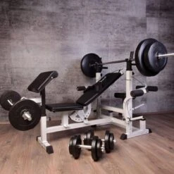 Gorilla Sports Universele Halterbank + 100 Kg Halterset - Kunststof - Halterstang Met Gewichten -Fitnessapparatuur Serie Winkel 1200x1200 2553