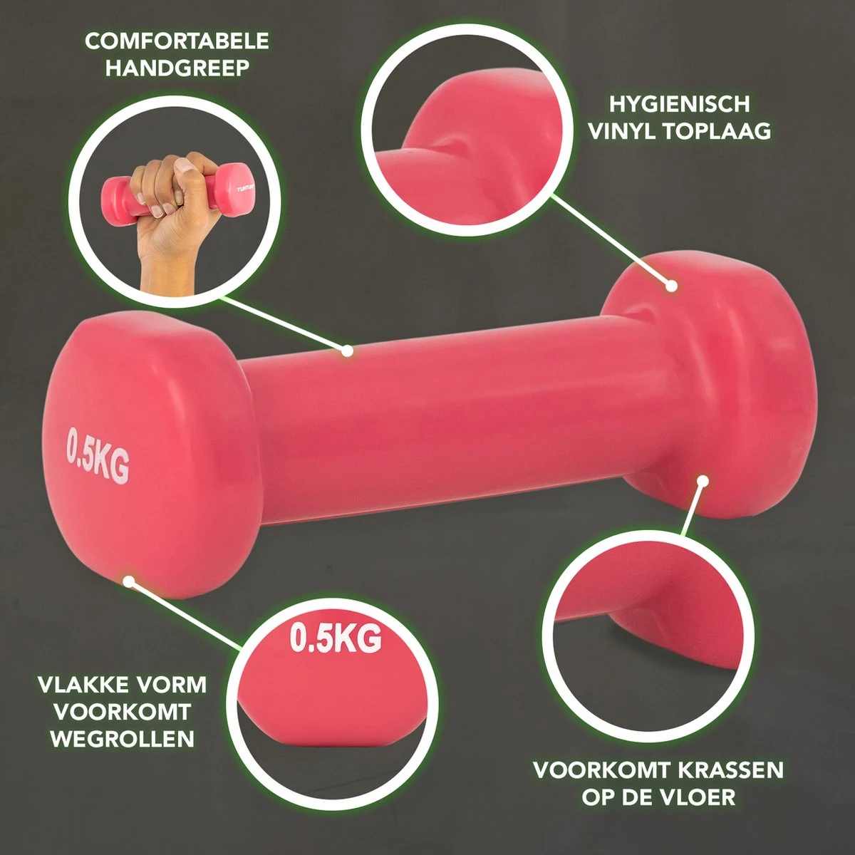 Tunturi Dumbell set - 2 x 0,5 kg - Vinyl - Roze - Incl. gratis fitness app Tunturi Dumbell Set - 2 X 0,5 Kg - Vinyl - Roze - Incl. Gratis Fitness App -Fitnessapparatuur Serie Winkel 1200x1200 2560
