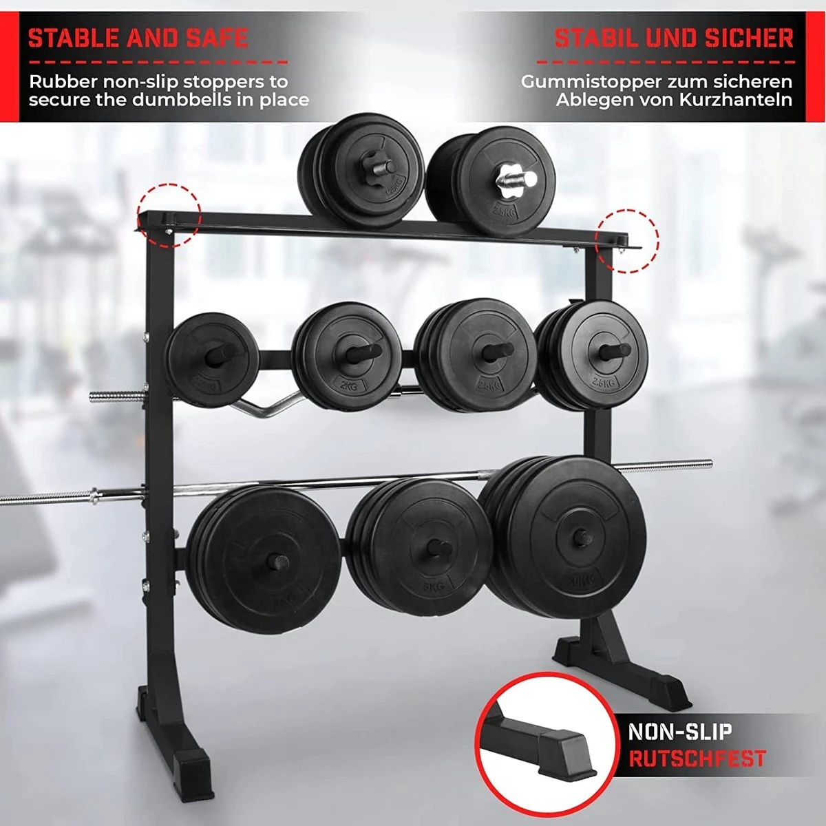 Halterrek - Halterstandaard - Halter standaard - Dumbbell rek - Gewichtenrek - 3 niveaus - Zwart Halterrek - Halterstandaard - Halter Standaard - Dumbbell Rek - Gewichtenrek - 3 Niveaus - Zwart -Fitnessapparatuur Serie Winkel 1200x1200 2600