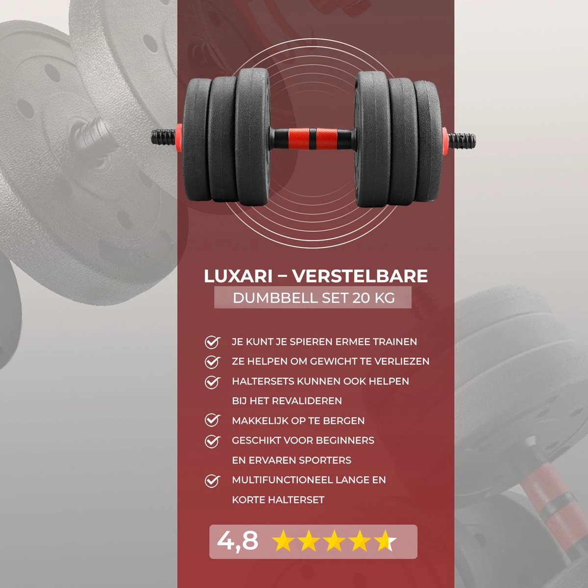 Luxari – 3 in 1 Halterset Pro 20 KG – Verstelbare Halterset - Milieuvriendelijk - Duurzaam materiaal - Dumbell Luxari – 3 In 1 Halterset Pro 20 KG – Verstelbare Halterset - Milieuvriendelijk - Duurzaam Materiaal - Dumbell -Fitnessapparatuur Serie Winkel 1200x1200 2648