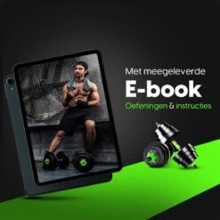 EchoGoods Halterset 30 KG - 2x15 KG - GRATIS Trainingschema - Dumbell Set - Barbell Halterstang Met Gewichten – Verstelbare Dumbells Met Gewichtschijven - Fitness Stang - Black Friday -Fitnessapparatuur Serie Winkel 1200x1200 2654