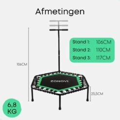 Zonovi Fitness Trampoline 250 Kilo – Mini Trampoline – Kleine Trampoline – Sport Trampoline – Met Elastieken – Zwart – Groen – 106 Cm – 42 Inch. -Fitnessapparatuur Serie Winkel 1200x1200 277