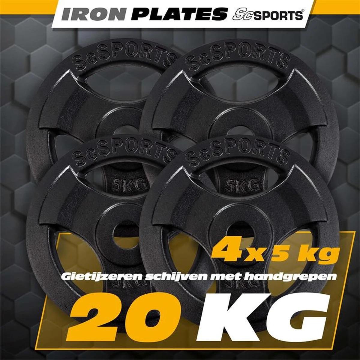 ScSPORTS® Halterschijven set 20 kg - 4 x 5 kg - Met hangrepen - Gietijzer - 30 mm - Gewichten ScSPORTS® Halterschijven Set 20 Kg - 4 X 5 Kg - Met Hangrepen - Gietijzer - 30 Mm - Gewichten -Fitnessapparatuur Serie Winkel 1200x1200 2791