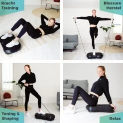 LifeGoods Trilplaat - Bluetooth Speaker - 180 Niveaus - Fitness Weerstandskabels - Afstandsbediening - Zwart -Fitnessapparatuur Serie Winkel 1200x1200 309