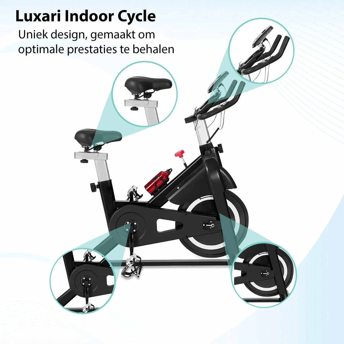 Luxari - Indoor Cycle 2 - Computer met o.a. hartslagfunctie - Verstelbare weerstand - 10 kg vliegwiel - I-pad/telefoon houder - Fitness fiets - Hometrainer Luxari - Indoor Cycle 2 - Computer Met O.a. Hartslagfunctie - Verstelbare Weerstand - 10 Kg Vliegwiel - I-pad/telefoon Houder - Fitness Fiets - Hometrainer -Fitnessapparatuur Serie Winkel 1200x1200 371
