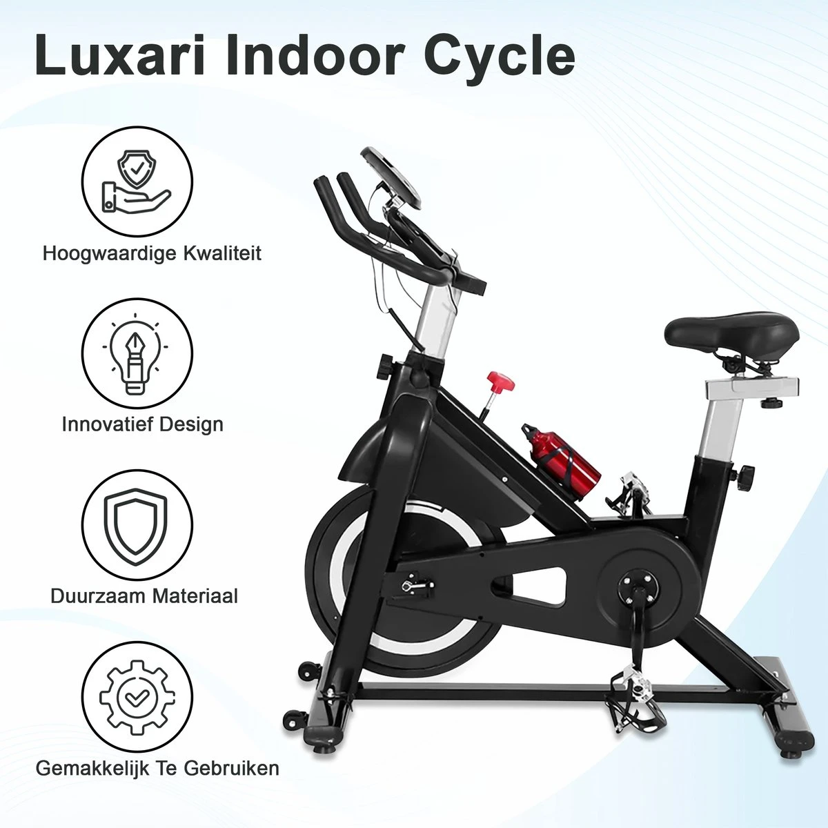 Luxari - Indoor Cycle 2 - Computer met o.a. hartslagfunctie - Verstelbare weerstand - 10 kg vliegwiel - I-pad/telefoon houder - Fitness fiets - Hometrainer Luxari - Indoor Cycle 2 - Computer Met O.a. Hartslagfunctie - Verstelbare Weerstand - 10 Kg Vliegwiel - I-pad/telefoon Houder - Fitness Fiets - Hometrainer -Fitnessapparatuur Serie Winkel 1200x1200 372