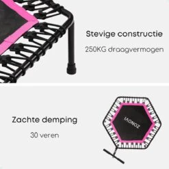 Zonovi Fitness Trampoline 250 Kilo – Mini Trampoline – Kleine Trampoline – Sport Trampoline – Met Elastieken – Zwart – Roze – 106 Cm – 42 Inch. -Fitnessapparatuur Serie Winkel 1200x1200 419