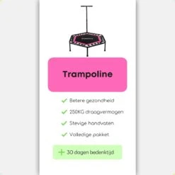Zonovi Fitness Trampoline 250 Kilo – Mini Trampoline – Kleine Trampoline – Sport Trampoline – Met Elastieken – Zwart – Roze – 106 Cm – 42 Inch. -Fitnessapparatuur Serie Winkel 1200x1200 423