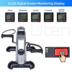 Uten - Stoelfiets - Bureaufiets - Arm En Benen Stoelfiets - Deskbike - Kantoor En Thuis Deskbike - Mini Hometrainer - Met LCD Display Inclusief Anti-Slipmat Bewegingstrainer (Zes Functies - Zilver) -Fitnessapparatuur Serie Winkel 1200x1200 543