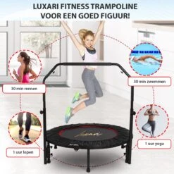 Luxari - Fitness Trampoline Pro - Inclusief Stang En Beschermhoes - 105 Cm Diameter - Opvouwbaar - Belastbaar Tot 150 Kg - Hometrainer - Fitness Trampoline -Fitnessapparatuur Serie Winkel 1200x1200 550