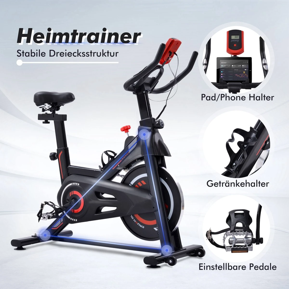 Indoor cycling fiets met magnetische weerstand - stationaire cardiogym hometrainer - 6 kg vliegwiel en verstelbaar comfortabel zitje - zwart en rood Indoor Cycling Fiets Met Magnetische Weerstand - Stationaire Cardiogym Hometrainer - 6 Kg Vliegwiel En Verstelbaar Comfortabel Zitje - Zwart En Rood -Fitnessapparatuur Serie Winkel 1200x1200 555