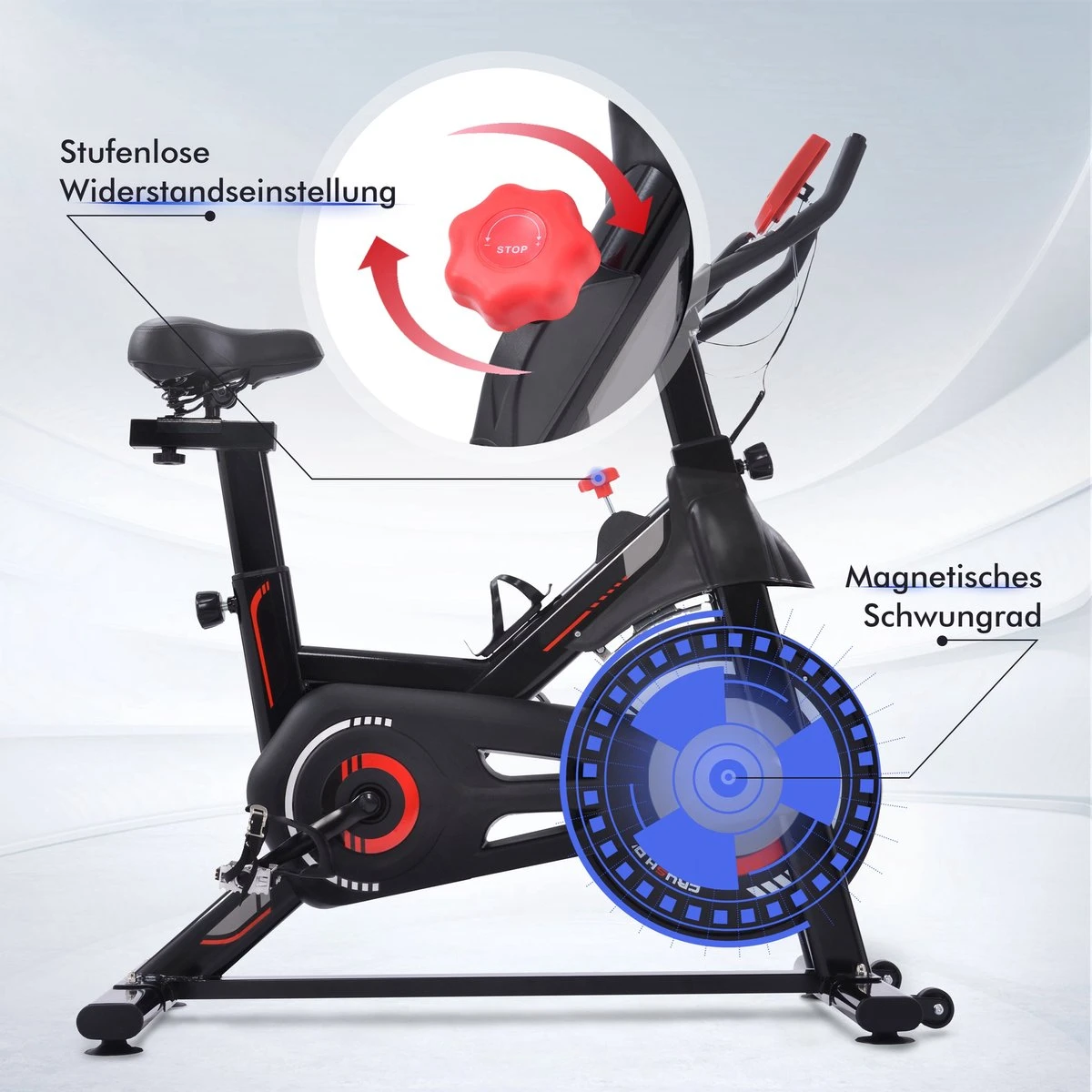 Indoor cycling fiets met magnetische weerstand - stationaire cardiogym hometrainer - 6 kg vliegwiel en verstelbaar comfortabel zitje - zwart en rood Indoor Cycling Fiets Met Magnetische Weerstand - Stationaire Cardiogym Hometrainer - 6 Kg Vliegwiel En Verstelbaar Comfortabel Zitje - Zwart En Rood -Fitnessapparatuur Serie Winkel 1200x1200 556