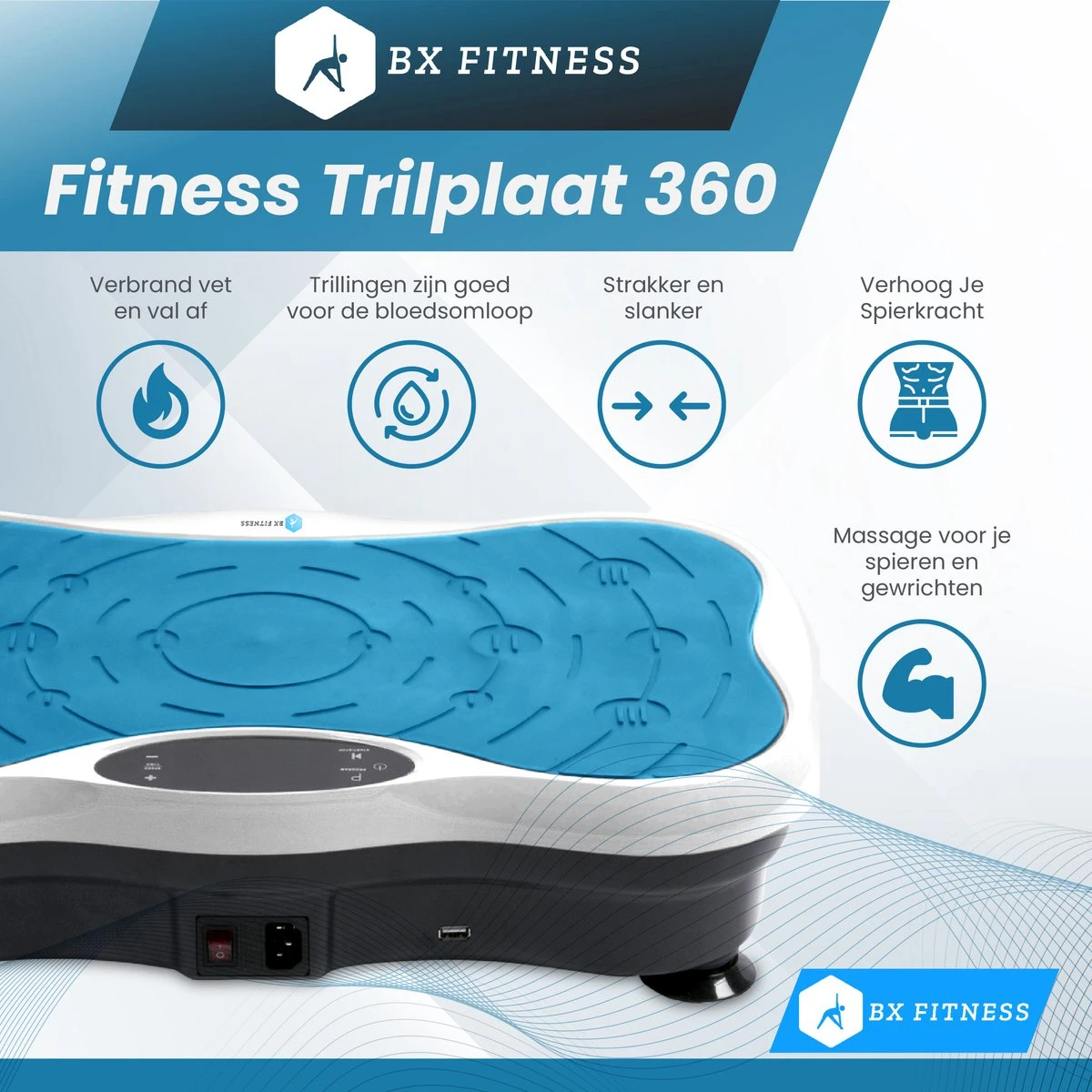 BX Fitness® - Trilplaat Fitness Body Blauw - Incl Weerstandsbanden & Voedingsgids - Sport Trilplaat - Powerplate voor Cardiotrainingen - Trainingsapparatuur voor Krachttraining - Ontvang NU Met Duidelijke Handleiding met Oefeningen + Recepten! BX Fitness® - Trilplaat Fitness Body Blauw - Incl Weerstandsbanden & Voedingsgids - Sport Trilplaat - Powerplate Voor Cardiotrainingen - Trainingsapparatuur Voor Krachttraining - Ontvang NU Met Duidelijke Handleiding Met Oefeningen + Recepten! -Fitnessapparatuur Serie Winkel 1200x1200 585