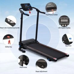 YJZQ Opvouwbare Loopband Voor Thuis - 1.5HP Elektrisch Gemotoriseerde Loopband Running Exercise Machine Met LCD-scherm -1-12KM / H - 12 Programma's Met Telefoonhouder Voor Home Gym Fitness Workout Jogging Walking-Black -Fitnessapparatuur Serie Winkel 1200x1200 617