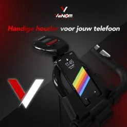 Venom Sports Hometrainer Fiets – Fitness Fiets – Professionele Indoor Cycle Met Lage Instap – Hometrainer Fitness – Hoge Stabiliteit – Spinningfiets – Cardio Bike – LCD Scherm – Verstelbaar – V-belt Aandrijving – Tot 175cm En 150kg – Zwart/Rood -Fitnessapparatuur Serie Winkel 1200x1200 637
