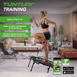 Tunturi Fitness Trampoline - Mini Trampoline - Opvouwbaar - 104cm Springoppervlak - Inclusief Beschermrand & Handgrip - Incl. Gratis Fitnessapp -Fitnessapparatuur Serie Winkel 1200x1200 663