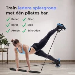 Pilates Bar - Pilates Stick - Fitness Bar - Pilates Stok - Fitness Stick - Yoga Stok - Fitness Materiaal Voor Thuis - Weerstandsbanden - Resistance Band Set - Sport Elastiek Banden - Fitness Elastiek - Fitness - Booty Band + Trainingsschema Blauw -Fitnessapparatuur Serie Winkel 1200x1200 815