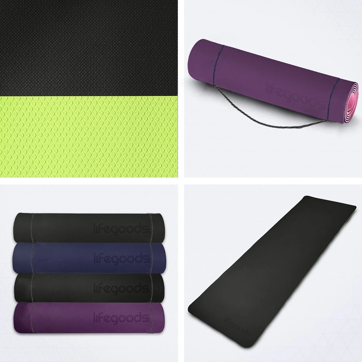 LifeGoods Yogamat - 61x183x0,6cm - Draagriem - Extra Dik - Roze/Paars LifeGoods Yogamat - 61x183x0,6cm - Draagriem - Extra Dik - Roze/Paars -Fitnessapparatuur Serie Winkel 1200x1200 824