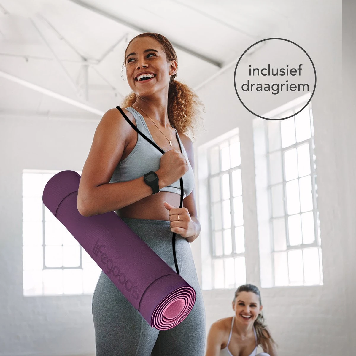 LifeGoods Yogamat - 61x183x0,6cm - Draagriem - Extra Dik - Roze/Paars LifeGoods Yogamat - 61x183x0,6cm - Draagriem - Extra Dik - Roze/Paars -Fitnessapparatuur Serie Winkel 1200x1200 827