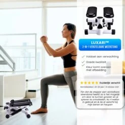 Luxari - 2-in-1 Verstelbare Weerstand - Stepper - Computer - 2 Weerstandskabels - Zwart/wit - Mini Stepper - Aerobic Stepper -Fitnessapparatuur Serie Winkel 1200x1200 85