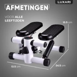 Luxari - 2-in-1 Verstelbare Weerstand - Stepper - Computer - 2 Weerstandskabels - Zwart/wit - Mini Stepper - Aerobic Stepper -Fitnessapparatuur Serie Winkel 1200x1200 87