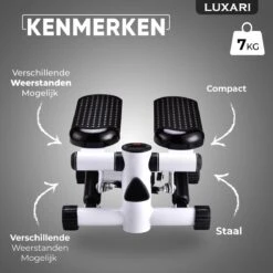 Luxari - 2-in-1 Verstelbare Weerstand - Stepper - Computer - 2 Weerstandskabels - Zwart/wit - Mini Stepper - Aerobic Stepper -Fitnessapparatuur Serie Winkel 1200x1200 88