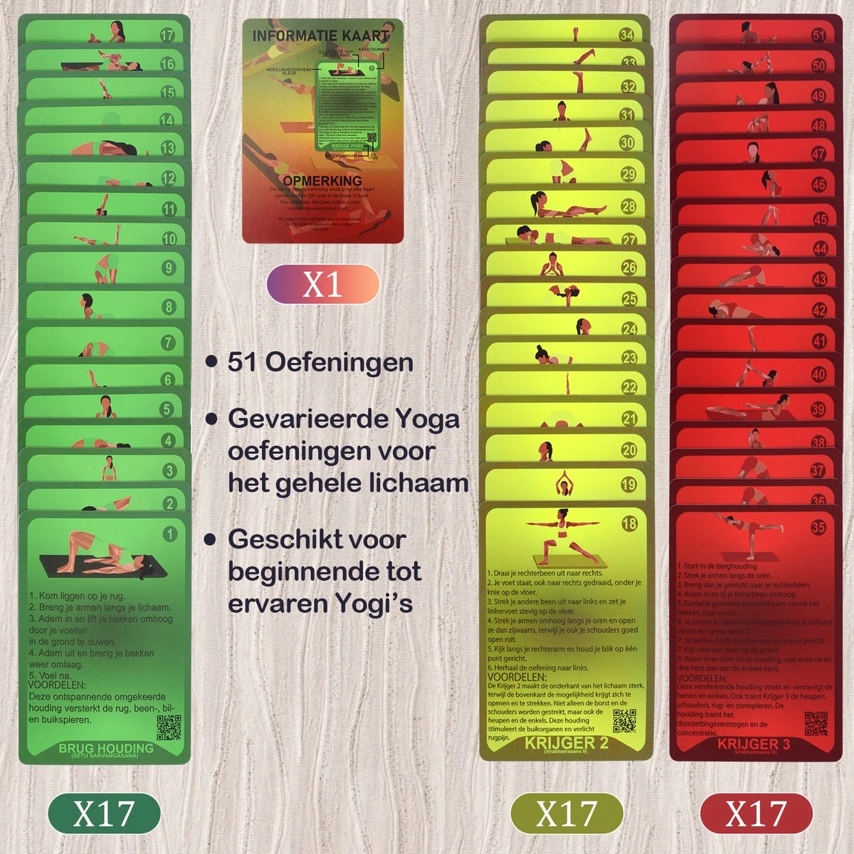 WEBU 51 Yoga Kaarten - Yoga Trainingskaarten - Yoga Oefeningen - Yoga voor Thuis - Sporten - Fitness - Mat - Pilates - Incl. GRATIS professionele trainingsvideo’s WEBU 51 Yoga Kaarten - Yoga Trainingskaarten - Yoga Oefeningen - Yoga Voor Thuis - Sporten - Fitness - Mat - Pilates - Incl. GRATIS Professionele Trainingsvideo’s -Fitnessapparatuur Serie Winkel 1200x1200 905