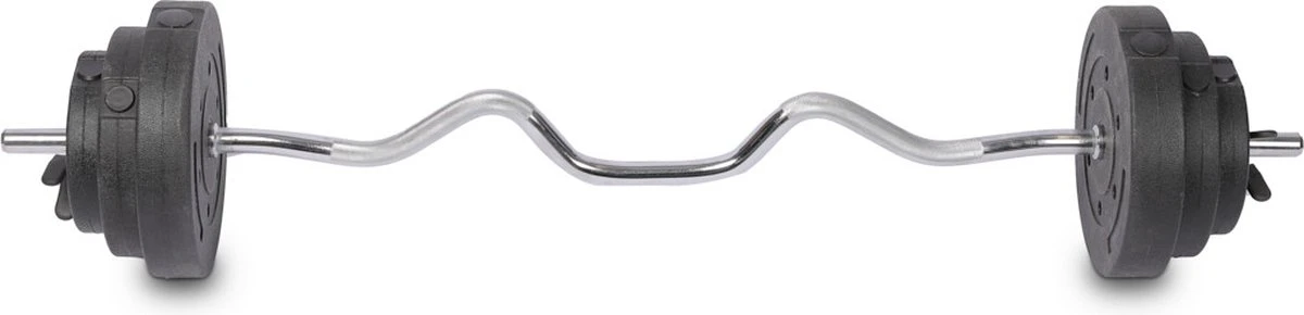 Rebblo Curl Bar - Stalen Curlstang - Halterset - EZ Bar- 23 kg - Incl. Veersluiters en Gewichten Rebblo Curl Bar - Stalen Curlstang - Halterset - EZ Bar- 23 Kg - Incl. Veersluiters En Gewichten -Fitnessapparatuur Serie Winkel