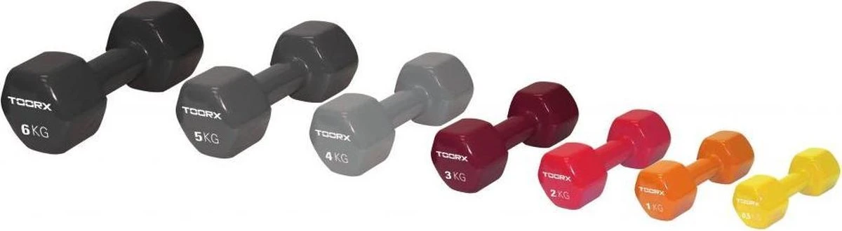 Toorx Fitness Vinyl Dumbbell - per Stuk Toorx Fitness Vinyl Dumbbell - Per Stuk -Fitnessapparatuur Serie Winkel 1200x330 1