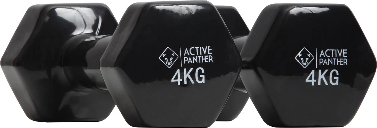 Active Panther Dumbbell set 2 X 4 KG - 8 kg totaal - Vinyl - Zwart Active Panther Dumbbell Set 2 X 4 KG - 8 Kg Totaal - Vinyl - Zwart -Fitnessapparatuur Serie Winkel