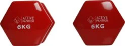 Active Panther Dumbbell Set 2 X 6 KG - 12 Kg Totaal - Vinyl - Rood -Fitnessapparatuur Serie Winkel 1200x446 4