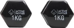 Active Panther Dumbbell Set 2 X 1 Kg - 2 Kg Totaal - Vinyl - Zwart -Fitnessapparatuur Serie Winkel 1200x465