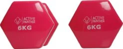 Active Panther Dumbbell Set 2 X 6 KG - 12 Kg Totaal - Vinyl - Roze -Fitnessapparatuur Serie Winkel 1200x475