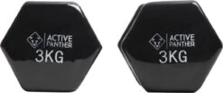 Active Panther Dumbbell Set 2 X 3 KG - 6 Kg Totaal - Vinyl - Zwart -Fitnessapparatuur Serie Winkel 1200x499 1
