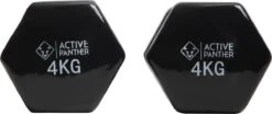 Active Panther Dumbbell Set 2 X 4 KG - 8 Kg Totaal - Vinyl - Zwart 4 Active Panther Dumbbell Set 2 X 4 KG - 8 Kg Totaal - Vinyl - Zwart -Fitnessapparatuur Serie Winkel 1200x504 3