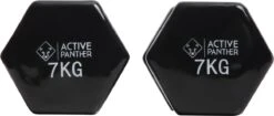 Active Panther Dumbbell Set 2 X 7 KG - 14 Kg Totaal - Vinyl - Zwart -Fitnessapparatuur Serie Winkel 1200x509 1