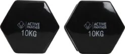 Active Panther Dumbbell Set 2 X 10 KG - 20 Kg Totaal - Vinyl - Zwart -Fitnessapparatuur Serie Winkel 1200x518 3
