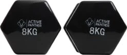 Active Panther Dumbbell Set 2 X 8 KG - 16 Kg Totaal - Vinyl - Zwart -Fitnessapparatuur Serie Winkel 1200x518 4