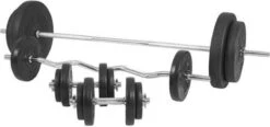 Gorilla Sports Universele Halterbank + 100 Kg Halterset - Kunststof - Halterstang Met Gewichten -Fitnessapparatuur Serie Winkel 1200x564