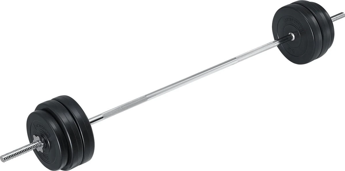 Metalen Halterstang / Halterset - 60 Kg - Incl. schroefsluitingen Metalen Halterstang / Halterset - 60 Kg - Incl. Schroefsluitingen -Fitnessapparatuur Serie Winkel