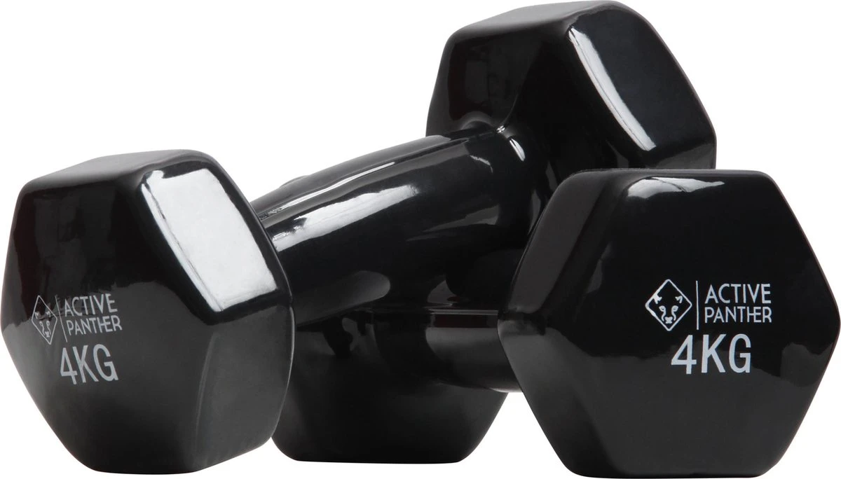Active Panther Dumbbell set 2 X 4 KG - 8 kg totaal - Vinyl - Zwart Active Panther Dumbbell Set 2 X 4 KG - 8 Kg Totaal - Vinyl - Zwart -Fitnessapparatuur Serie Winkel
