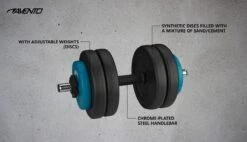Avento Halter Verstelbaar Kunststof - Dumbbell 15 Kg - Zwart -Fitnessapparatuur Serie Winkel 1200x690 20
