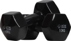 Active Panther Dumbbell Set 2 X 10 KG - 20 Kg Totaal - Vinyl - Zwart