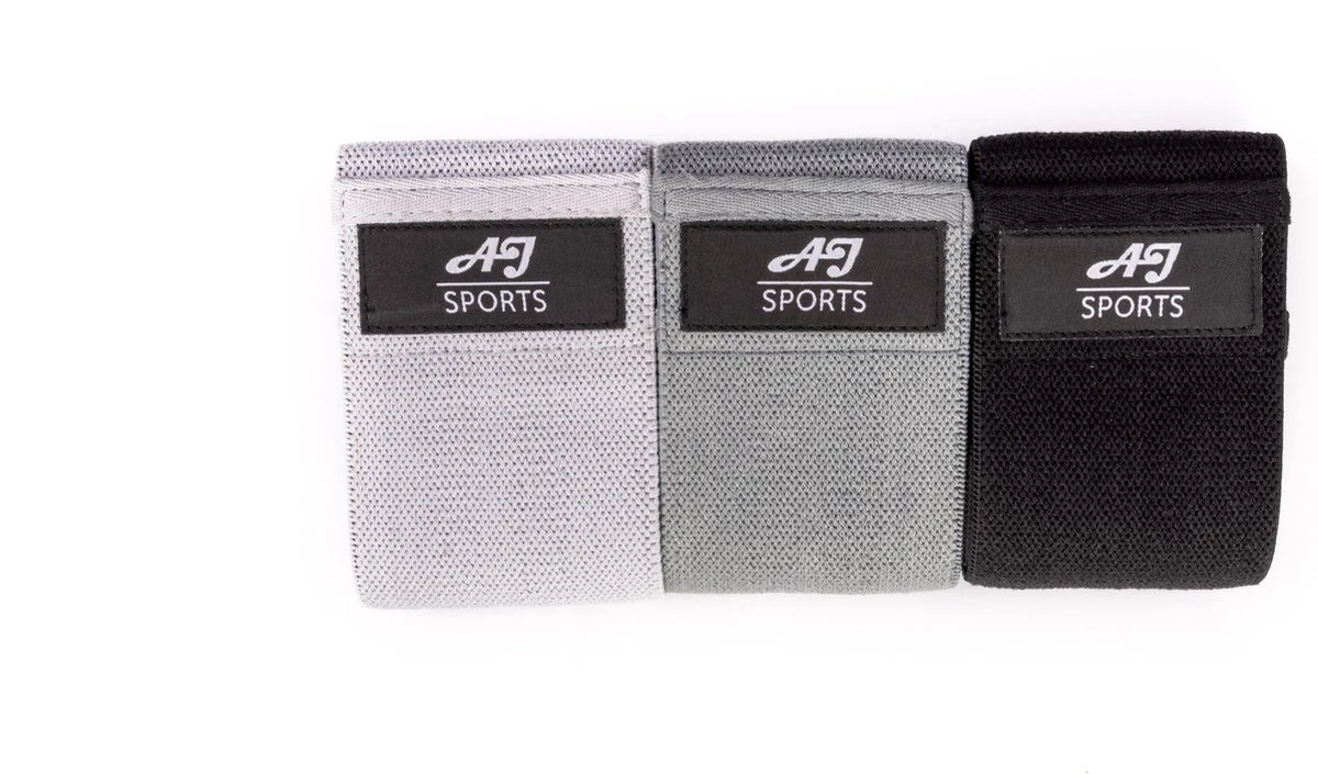 AJ-Sports Weerstandsbanden - Booty Band - Resistance band - Fitness elastiek - Zwart/Grijs/Lichtgrijs - set van 3 weerstandsbanden - Resistance band - Fitness band - Fitness - Workout - Inclusief handleiding & draagtas AJ-Sports Weerstandsbanden - Booty Band - Resistance Band - Fitness Elastiek - Zwart/Grijs/Lichtgrijs - Set Van 3 Weerstandsbanden - Resistance Band - Fitness Band - Fitness - Workout - Inclusief Handleiding & Draagtas -Fitnessapparatuur Serie Winkel