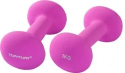 Tunturi Dumbbell Set - 2 X 3,0 Kg - Neopreen - Fluor Paars - Incl. Gratis Fitness App