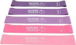 Wow Peach - Premium Weerstandsbanden Van Hoge Kwaliteit ROZE/PAARS - Set Van 5 Resistance Banden - Fitness Elastiek - Without Lemons - WOW Peach