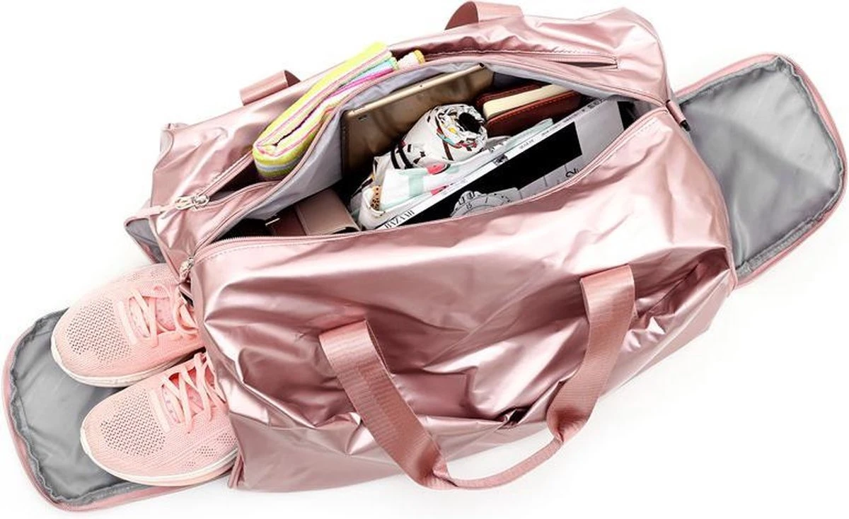 Pink Gloss Duffel Bag | Medium Dames Sport Tas | 30 Liter - Roze Merkloos Pink Gloss Duffel Bag | Medium Dames Sport Tas | 30 Liter - Roze -Fitnessapparatuur Serie Winkel 1200x734 7