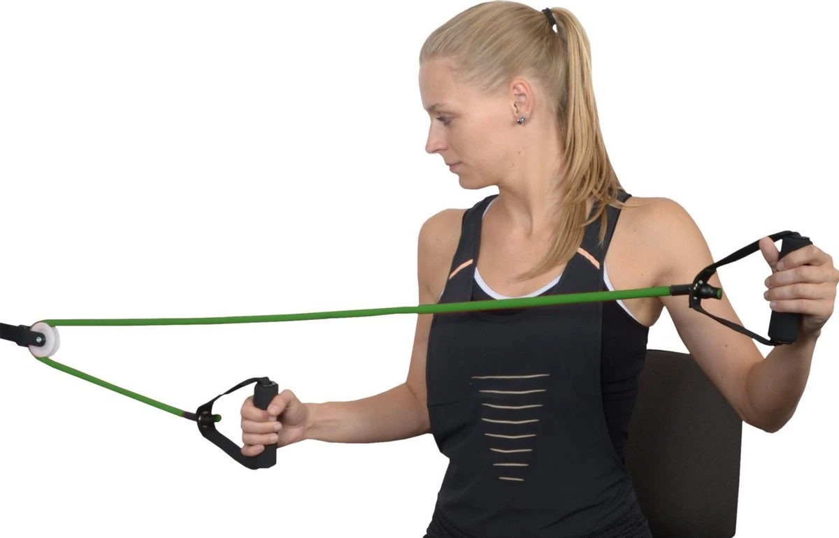 Fitness tube - Zwaar | Groen | Schoudertrainer | Schouder katrol Fitness Tube - Zwaar | Groen | Schoudertrainer | Schouder Katrol -Fitnessapparatuur Serie Winkel