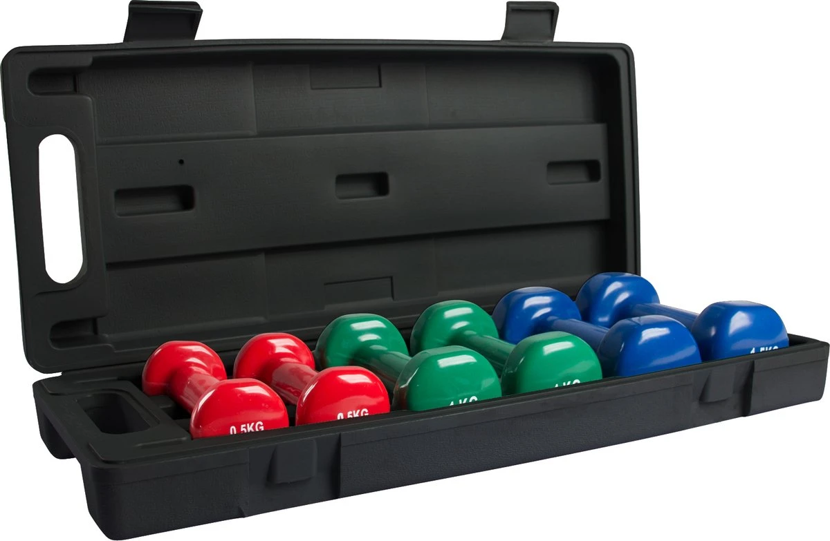 Dumbbellset - VirtuFit dumbbells - Vinyl - Met koffer - 6 kg totaal Dumbbellset - VirtuFit Dumbbells - Vinyl - Met Koffer - 6 Kg Totaal -Fitnessapparatuur Serie Winkel 1200x783 4